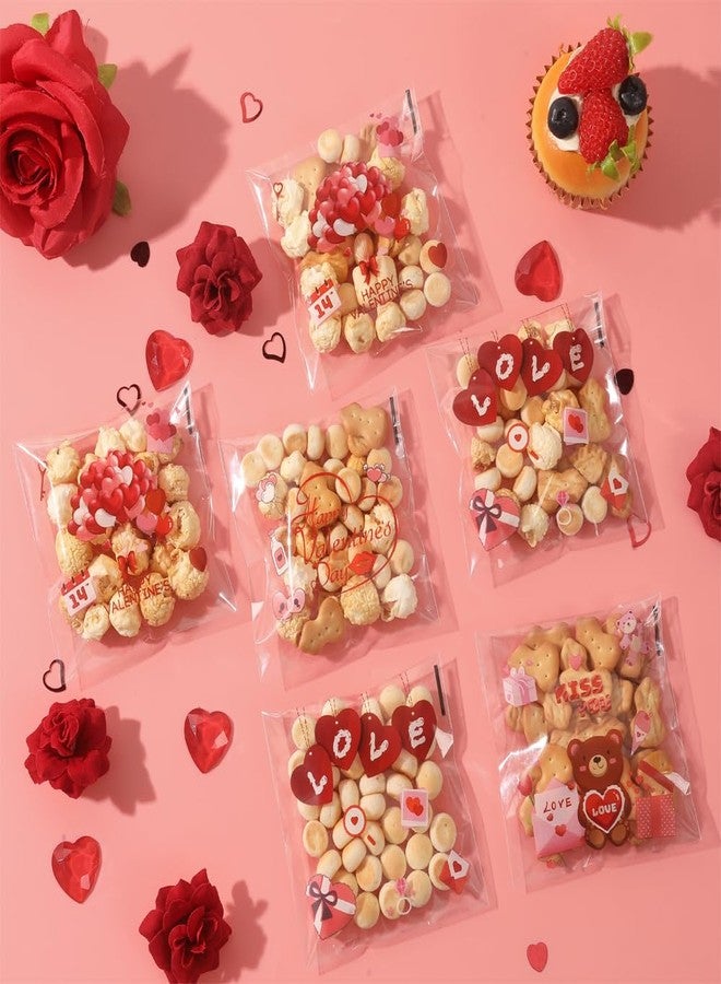 Linsuminn Valentine Treat Bags, 150 PCS Valentines Cellophane Treat Bags, Valentines Candy Bag, Self Adhesive Plastic Clear Valentine Goodie Cookie Gift Bag for Valentine's Day Holiday Party Favor Supplies - Image 5